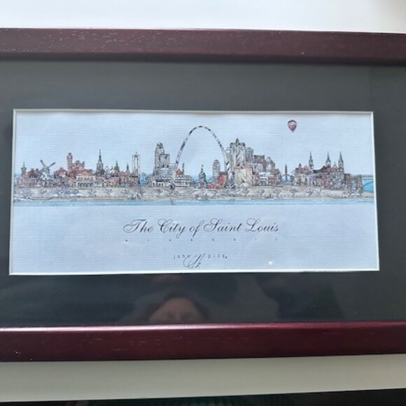 John Pils - St Louis, MO City Scape Color Signed Print - Framed and Matted - Picture 1 of 10